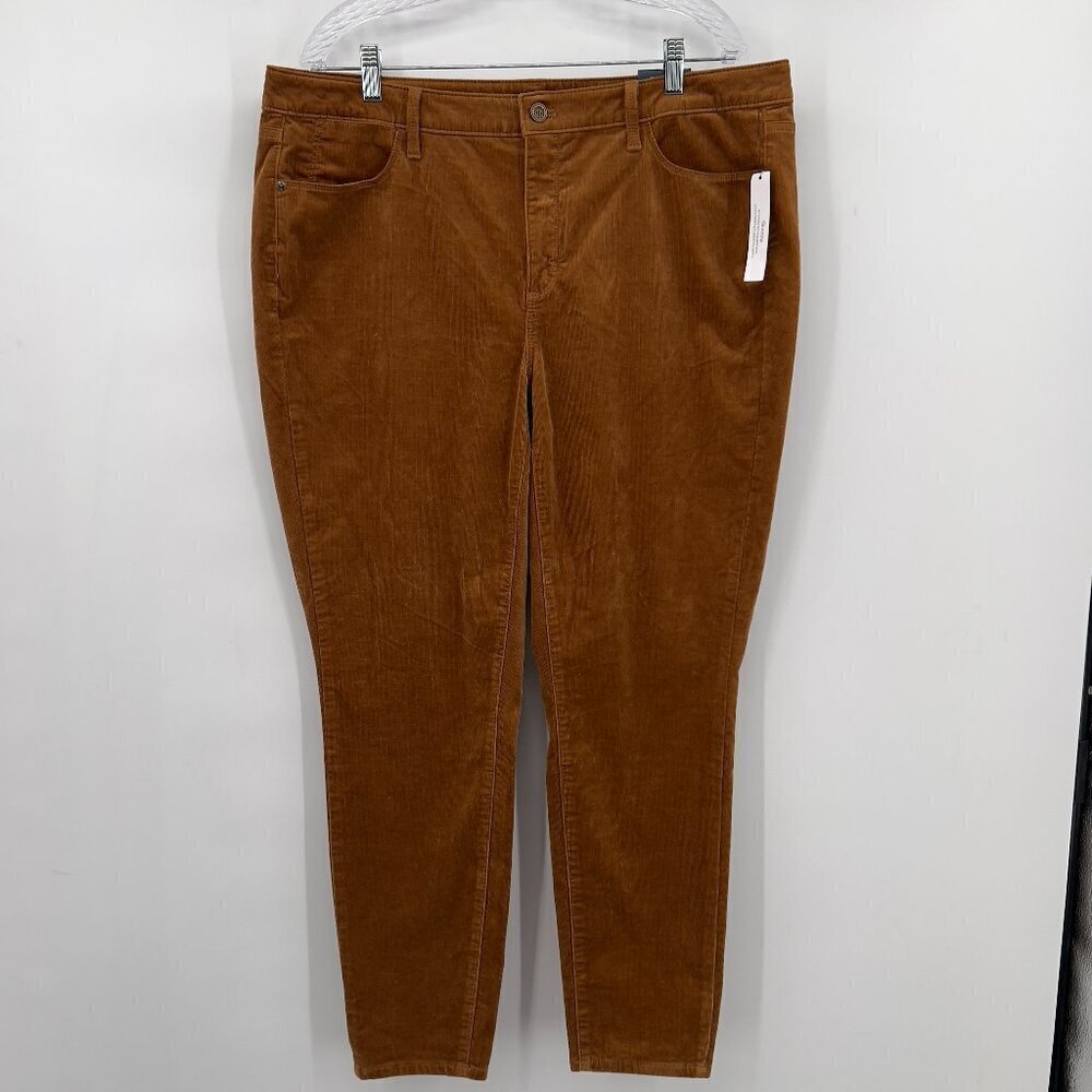 Talbots Corduroy Plus Brown Jegging 16W High Waist | Skinny Leg Ankle Length
